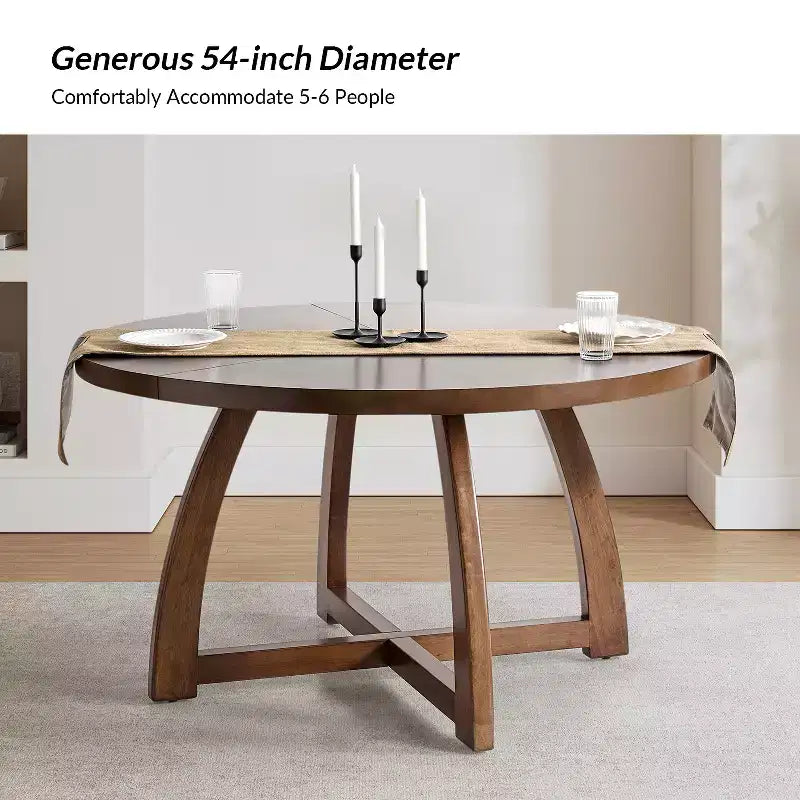 Nicola 54 Tavolo da pranzo rotondo in legno massello moderno di metà secolo|HULALA HOME