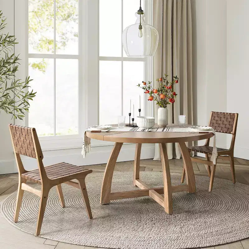 Nicola 54 Tavolo da pranzo rotondo in legno massello moderno di metà secolo|HULALA HOME