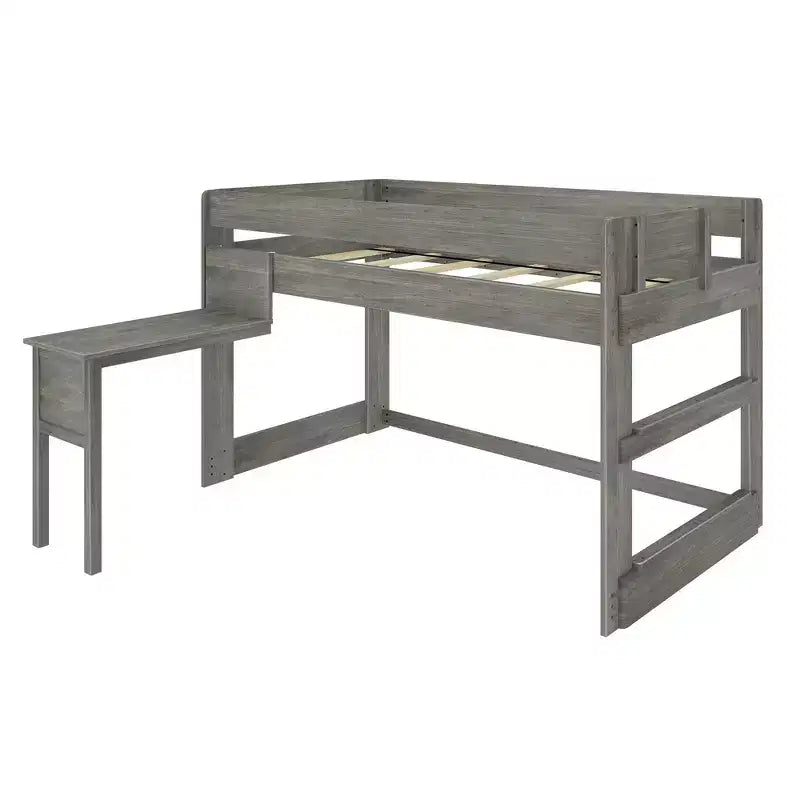 Letto a soppalco in legno massello con scrivania, letto a soppalco alto singolo moderno stile rustico per bambini