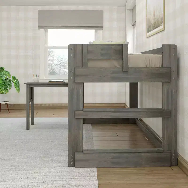 Letto a soppalco in legno massello con scrivania, letto a soppalco alto singolo moderno stile rustico per bambini