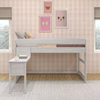 Letto a soppalco in legno massello con scrivania, letto a soppalco alto singolo moderno stile rustico per bambini