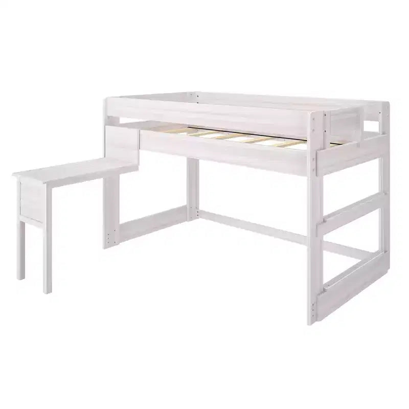 Letto a soppalco in legno massello con scrivania, letto a soppalco alto singolo moderno stile rustico per bambini