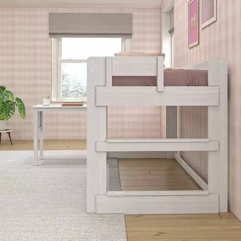 Letto a soppalco in legno massello con scrivania, letto a soppalco alto singolo moderno stile rustico per bambini