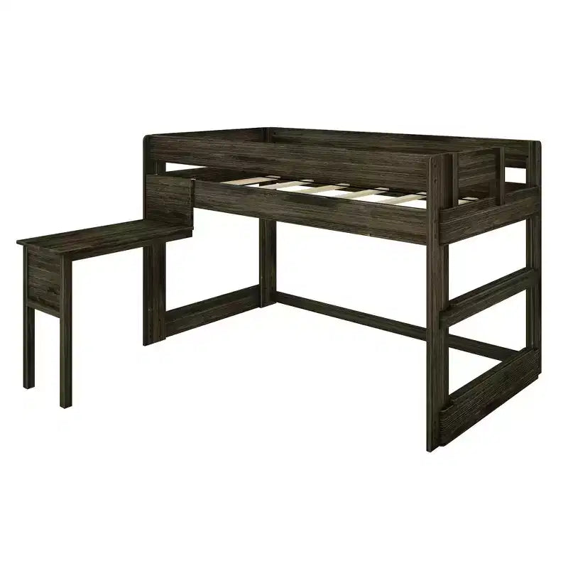 Letto a soppalco in legno massello con scrivania, letto a soppalco alto singolo moderno stile rustico per bambini