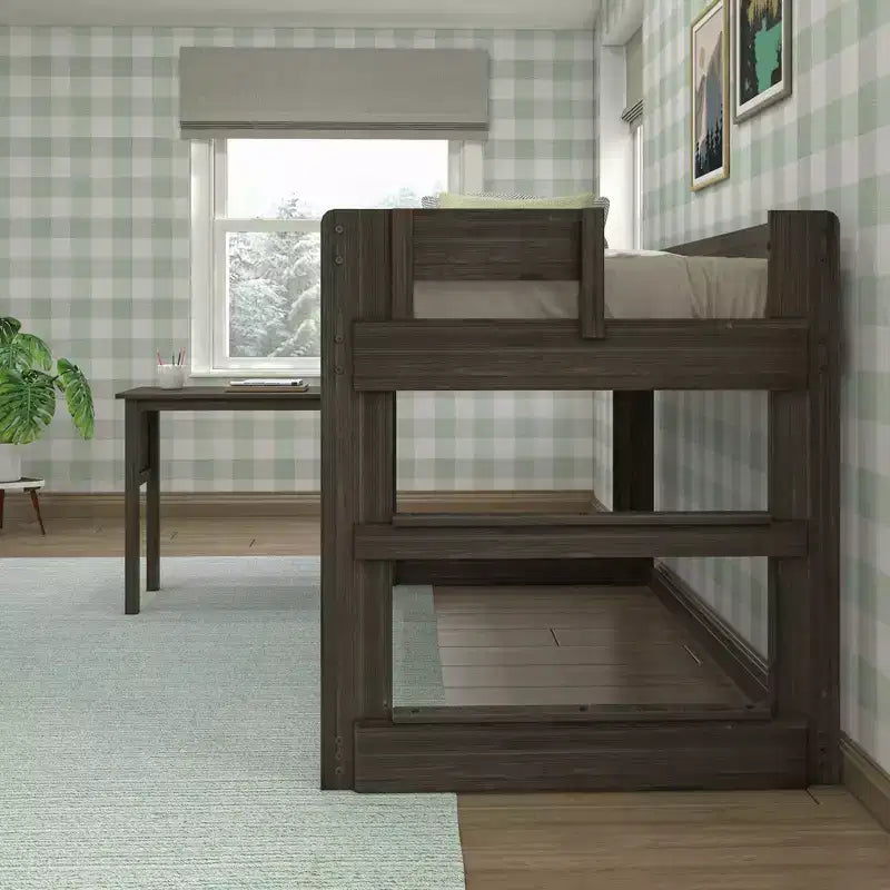 Letto a soppalco in legno massello con scrivania, letto a soppalco alto singolo moderno stile rustico per bambini