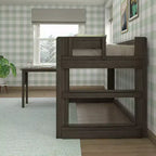 Letto a soppalco in legno massello con scrivania, letto a soppalco alto singolo moderno stile rustico per bambini