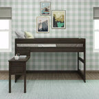 Letto a soppalco in legno massello con scrivania, letto a soppalco alto singolo moderno stile rustico per bambini
