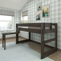 Letto a soppalco in legno massello con scrivania, letto a soppalco alto singolo moderno stile rustico per bambini
