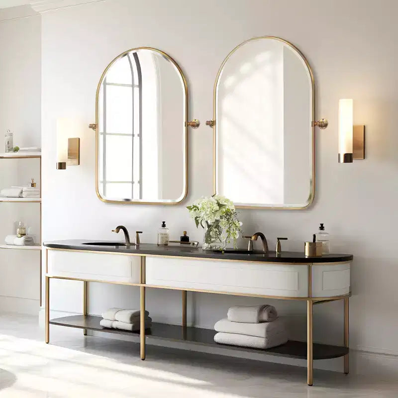 Specchio da parete decorativo con montatura in metallo ad arco, orientabile, 36x24 (Set da 2)
