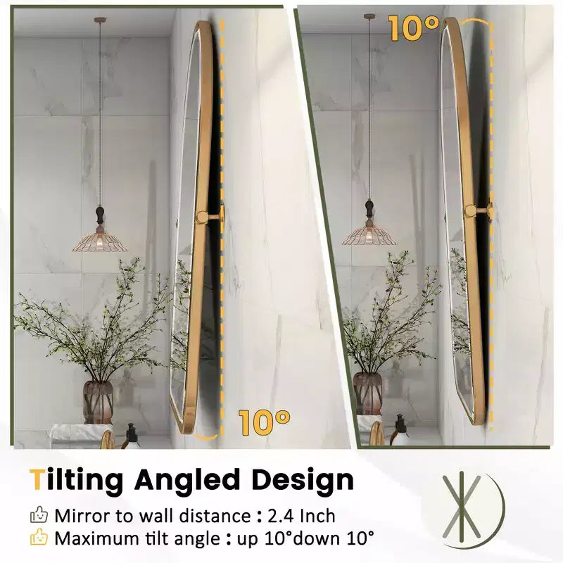 Specchio da parete decorativo con montatura in metallo ad arco, orientabile, 36x24 (Set da 2)