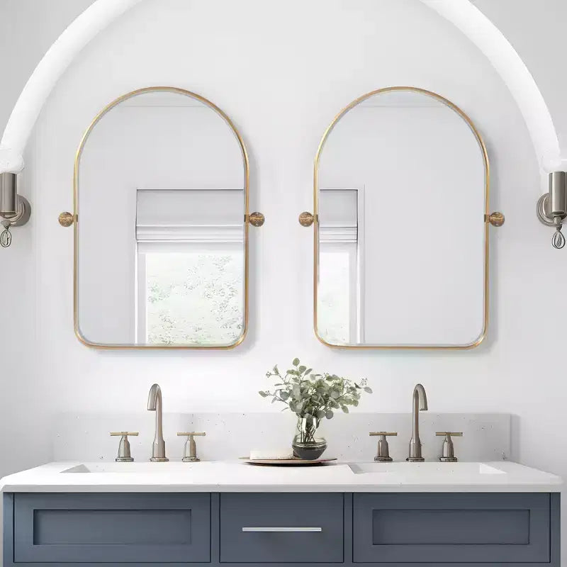 Specchio da parete decorativo con montatura in metallo ad arco, orientabile, 36x24 (Set da 2)