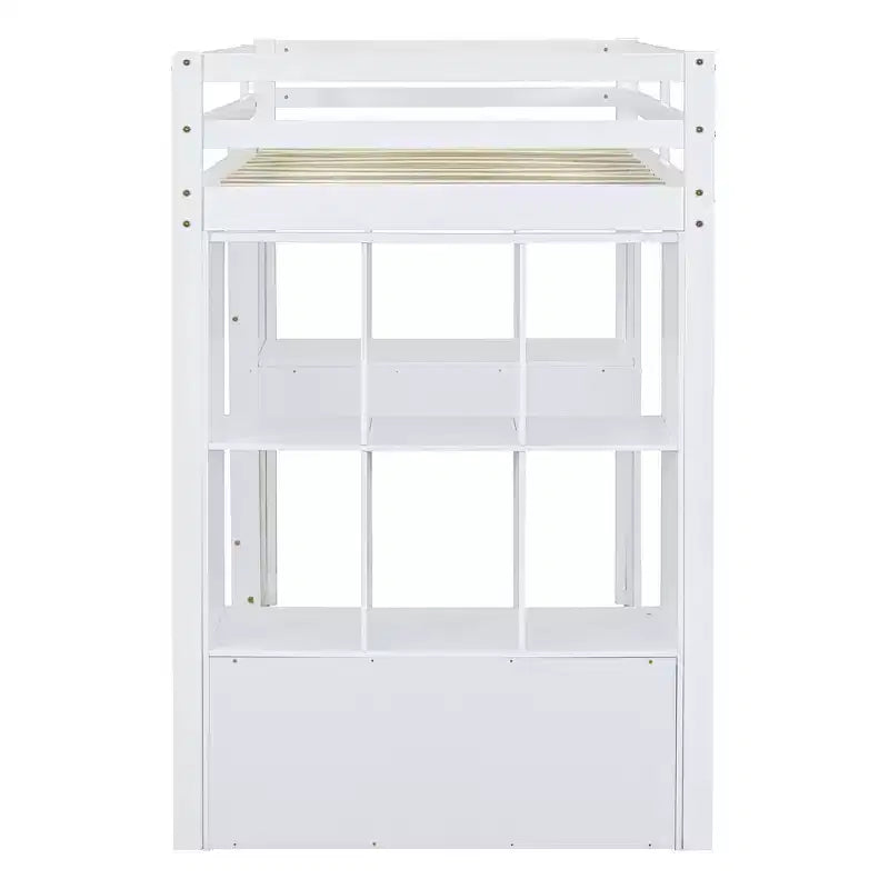 Letto a soppalco da una piazza e mezza/matrimoniale con ampi ripiani, scrivania e luce LED 4A - ModernLuxe