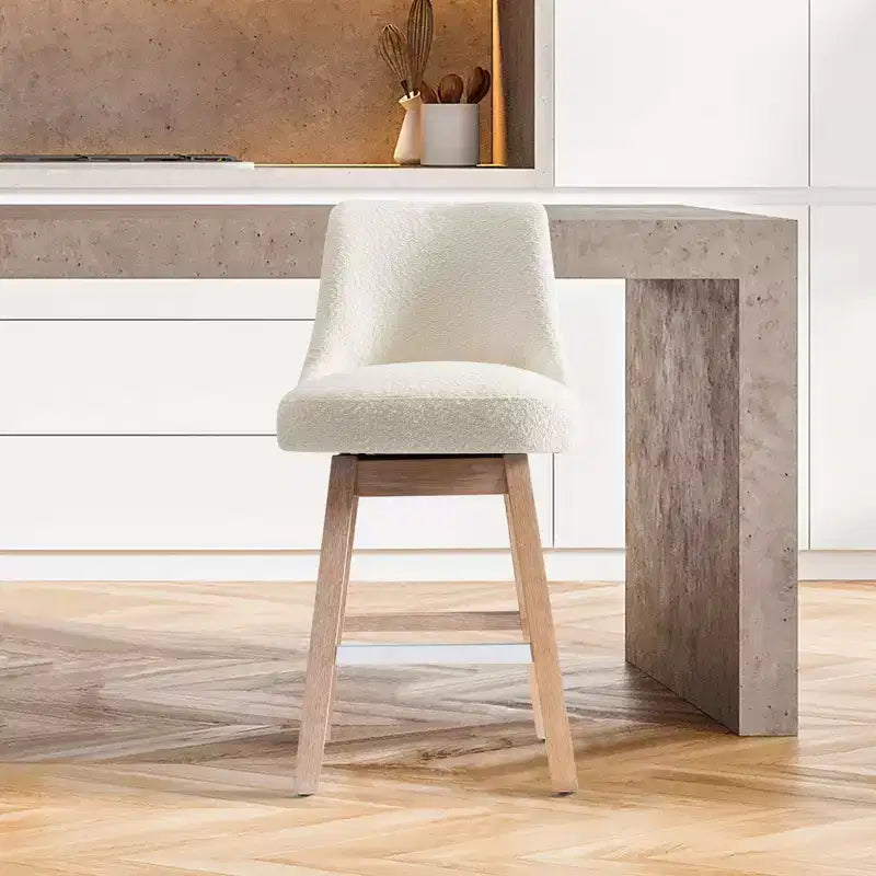 Sgabello da bar imbottito girevole ad altezza bancone da 26", crema