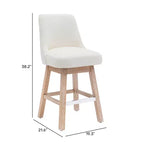Sgabello da bar imbottito girevole ad altezza bancone da 26", crema