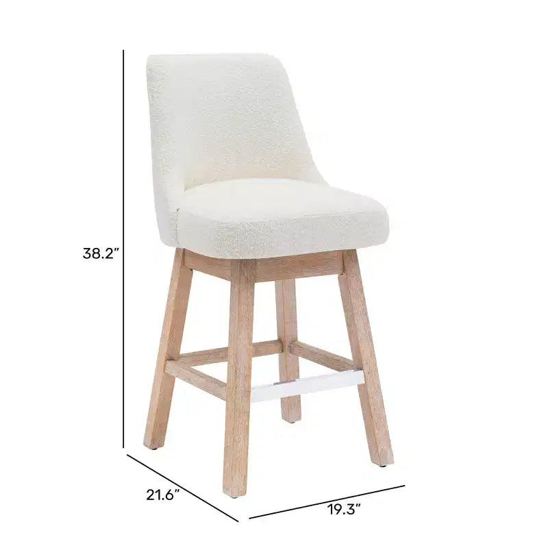 Sgabello da bar imbottito girevole ad altezza bancone da 26", crema