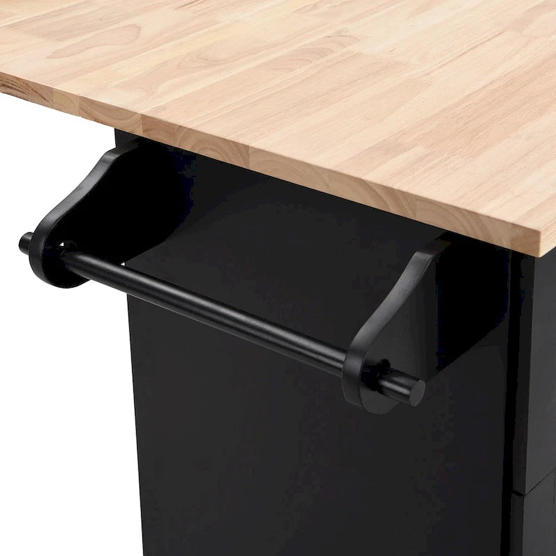 Conjunto de ilha de cozinha TOPMAX com aba rebatível e 2 lugares, conjunto de mesa de jantar com prateleira ajustável, gavetas e toalheiro