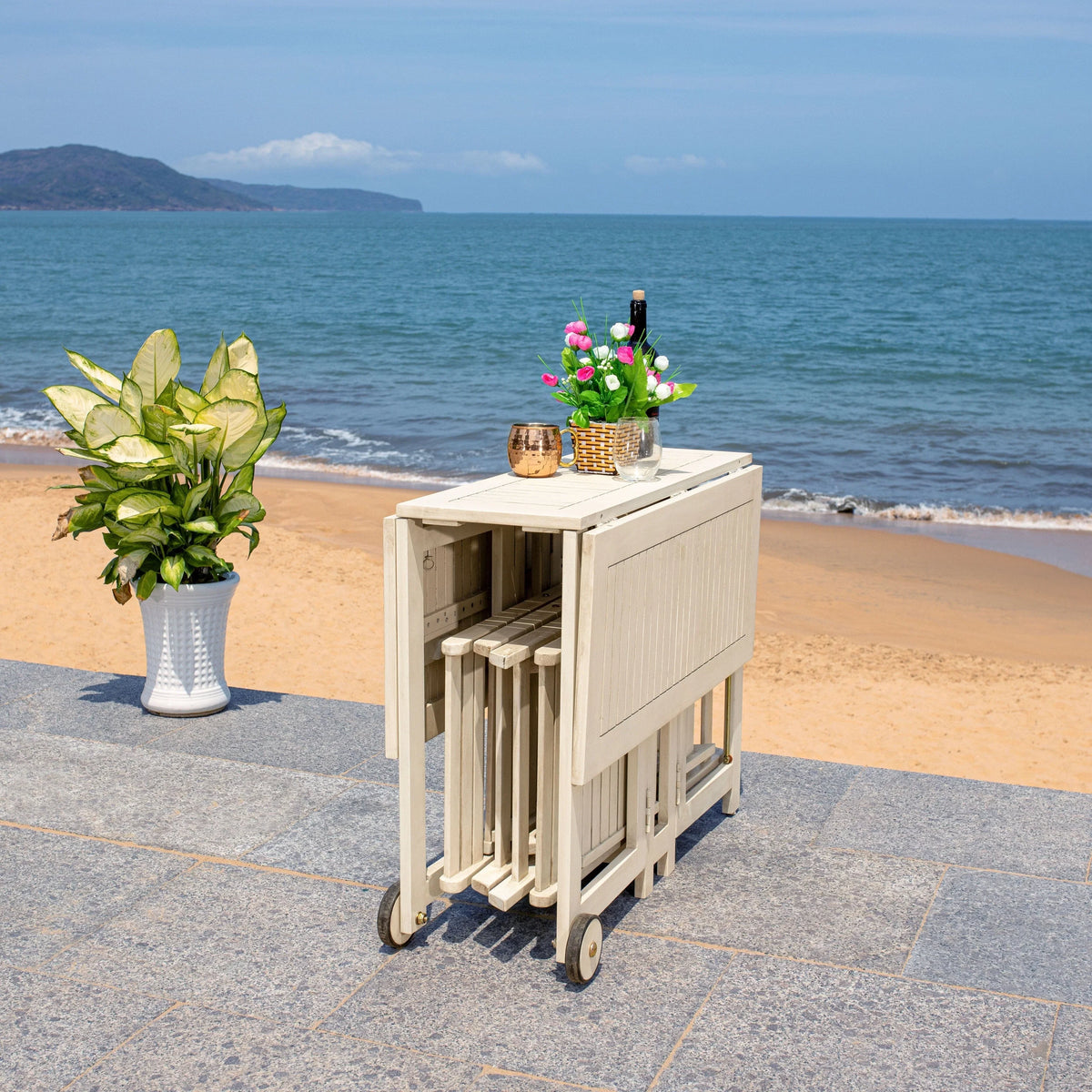 Conjunto de mesa de jantar exterior SAFAVIEH Brandy com 5 peças - 43Wx35Dx29H