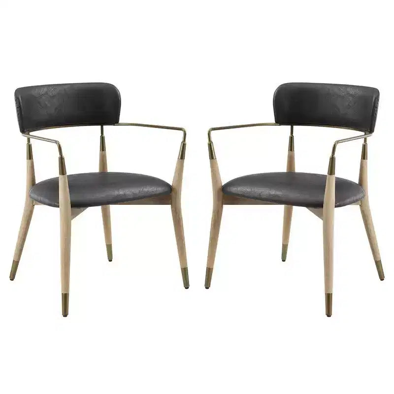 HOMLUX Set di 2 sedie da pranzo imbottite con braccioli e schienale curvo