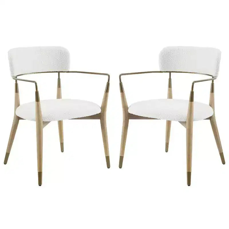 HOMLUX Set di 2 sedie da pranzo imbottite con braccioli e schienale curvo