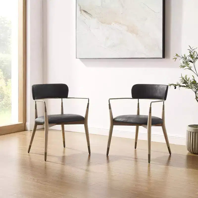 HOMLUX Set di 2 sedie da pranzo imbottite con braccioli e schienale curvo