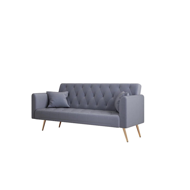 Divano Letto Convertibile Grigio Trapuntato - 19.00 x 71.00 x 30.00