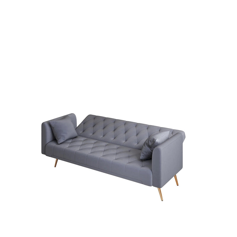 Divano Letto Convertibile Grigio Trapuntato - 19.00 x 71.00 x 30.00