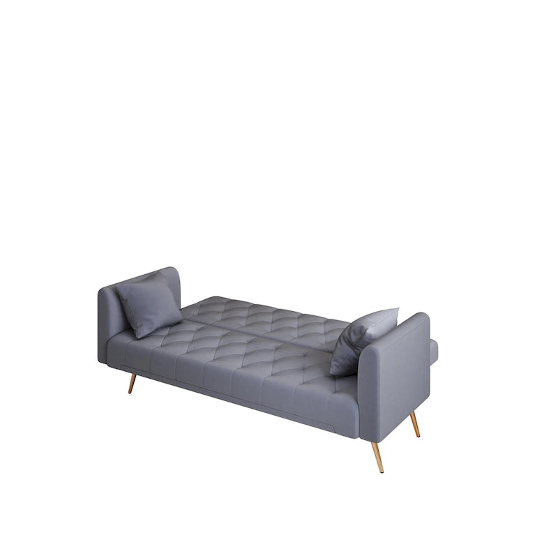 Divano Letto Convertibile Grigio Trapuntato - 19.00 x 71.00 x 30.00