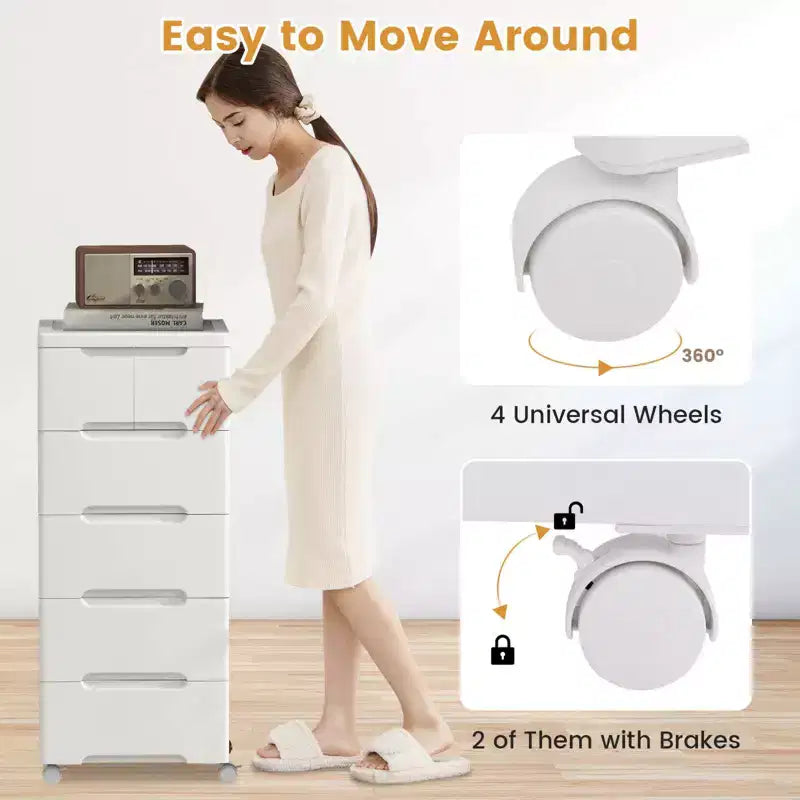 1/2 pz Carrello Portatutto a 6 Cassetti in Plastica con 4 Ruote Universali