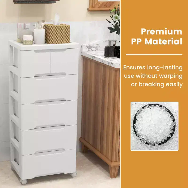1/2 pz Carrello Portatutto a 6 Cassetti in Plastica con 4 Ruote Universali