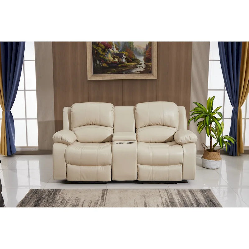 Bonded Leather Power Reclining 2-Seat Loveseat with Console