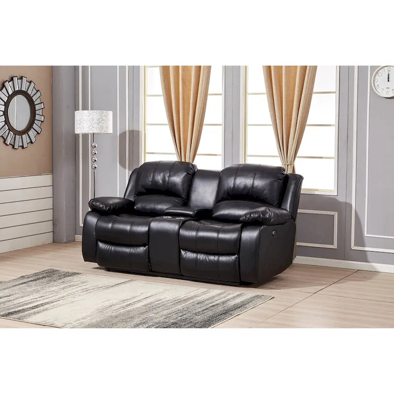 Bonded Leather Power Reclining 2-Seat Loveseat with Console