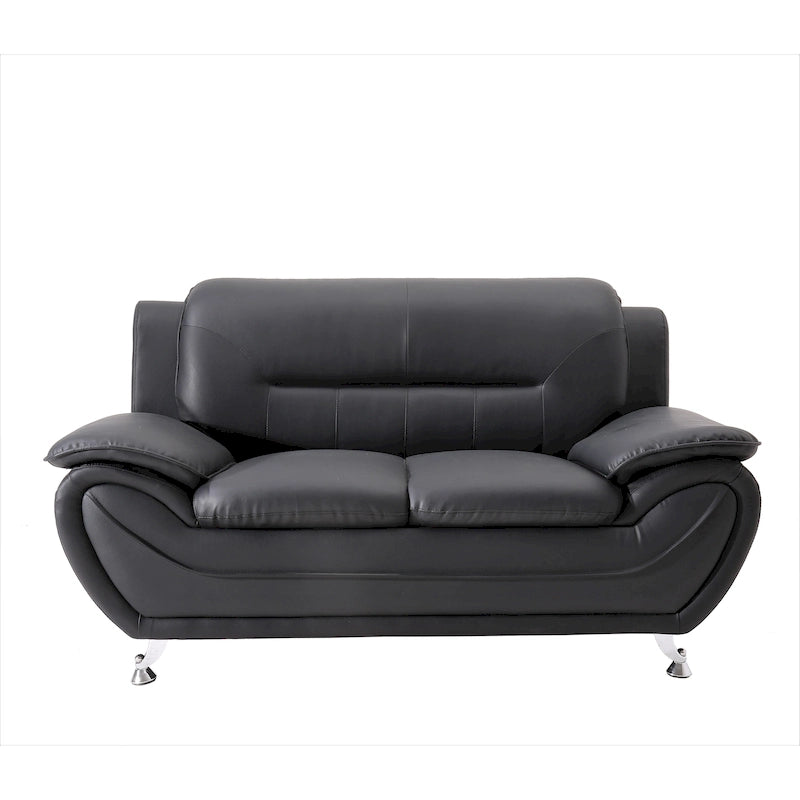 61" Faux Leather Pillow Top Arm Loveseat
