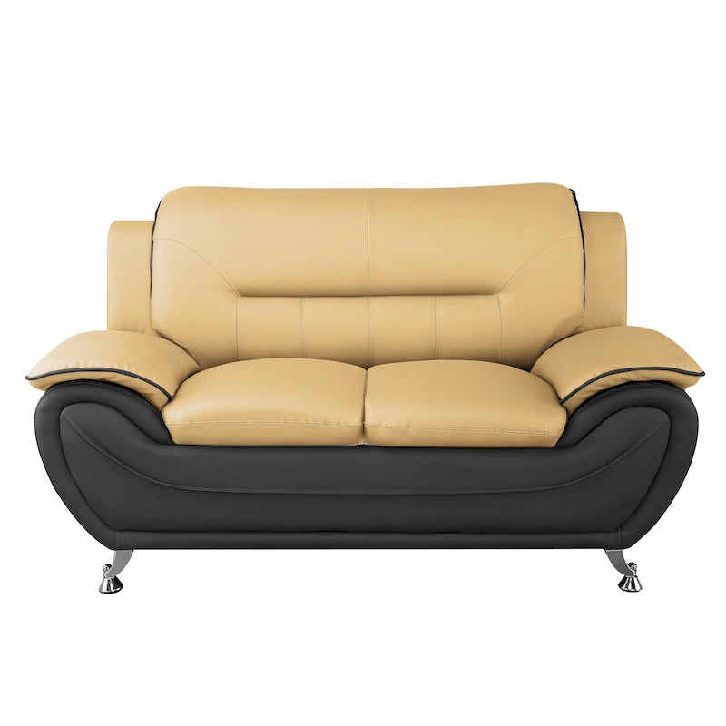 61" Faux Leather Pillow Top Arm Loveseat