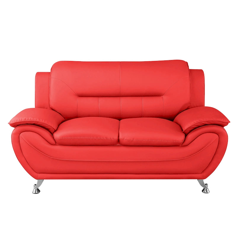 61" Faux Leather Pillow Top Arm Loveseat