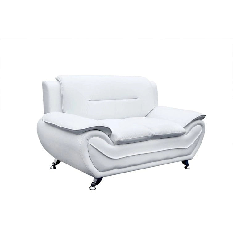61" Faux Leather Pillow Top Arm Loveseat