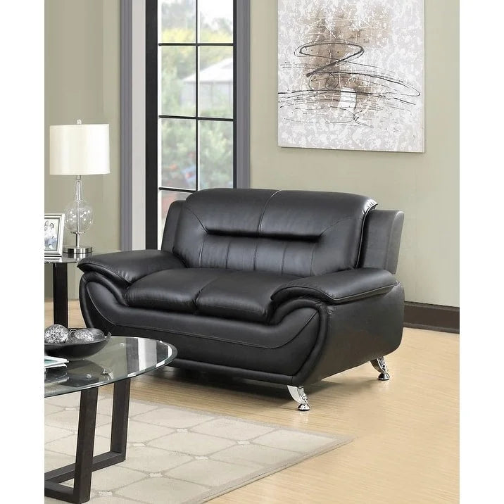 61" Faux Leather Pillow Top Arm Loveseat