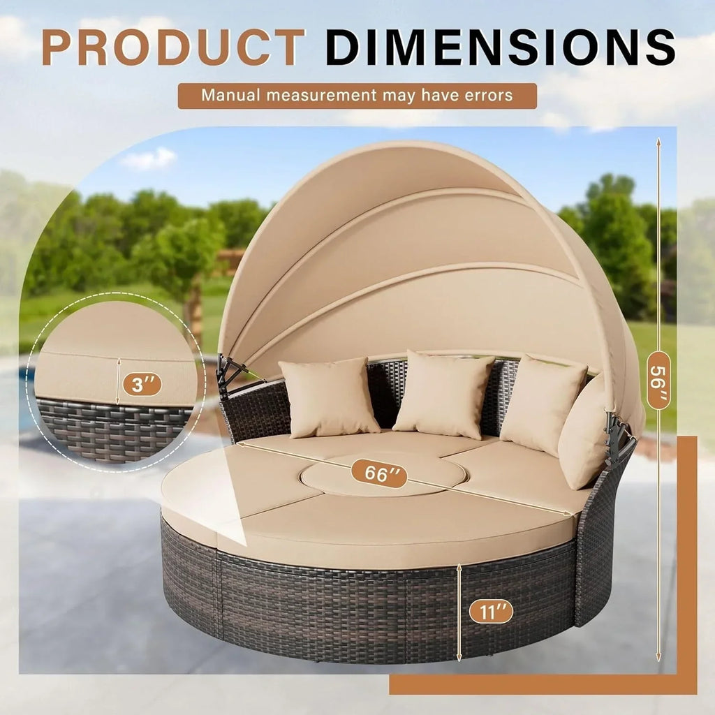 Conjunto de 4/5 peças para convívio no exterior Nuon, conjunto de espreguiçadeira de vime com cobertura, da Havenside Home