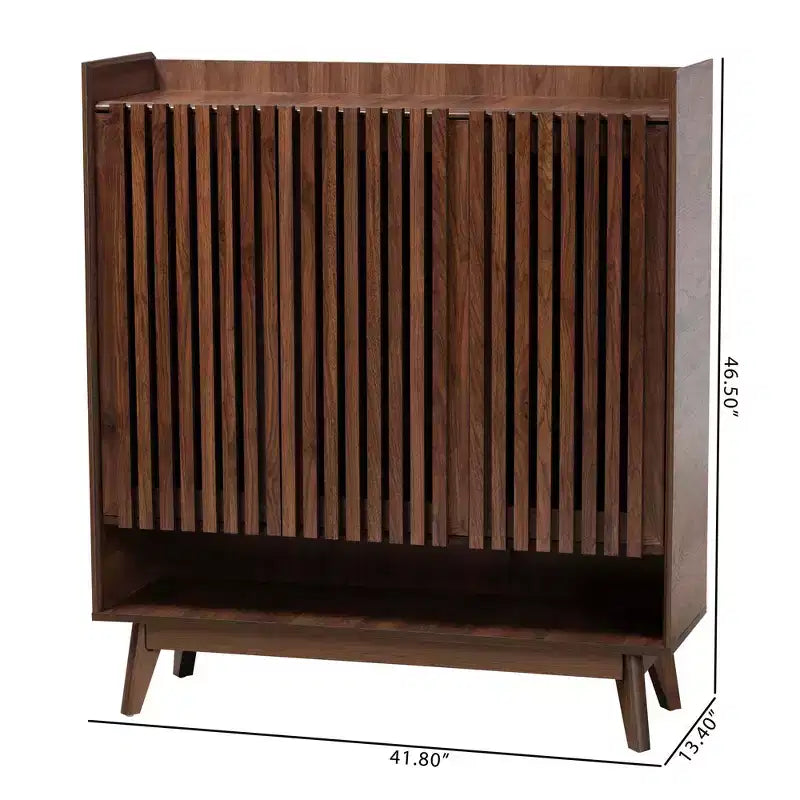 Baxton Studio Delaire Mobile portascarpe in legno finitura noce stile Mid-Century Modern