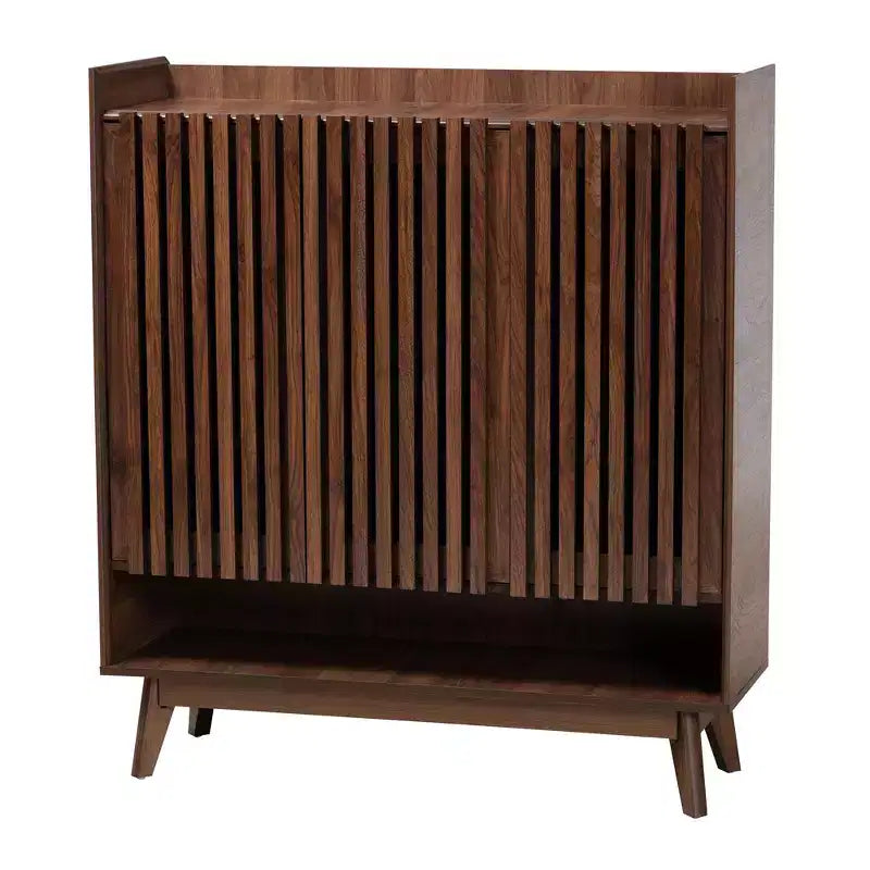 Baxton Studio Delaire Mobile portascarpe in legno finitura noce stile Mid-Century Modern