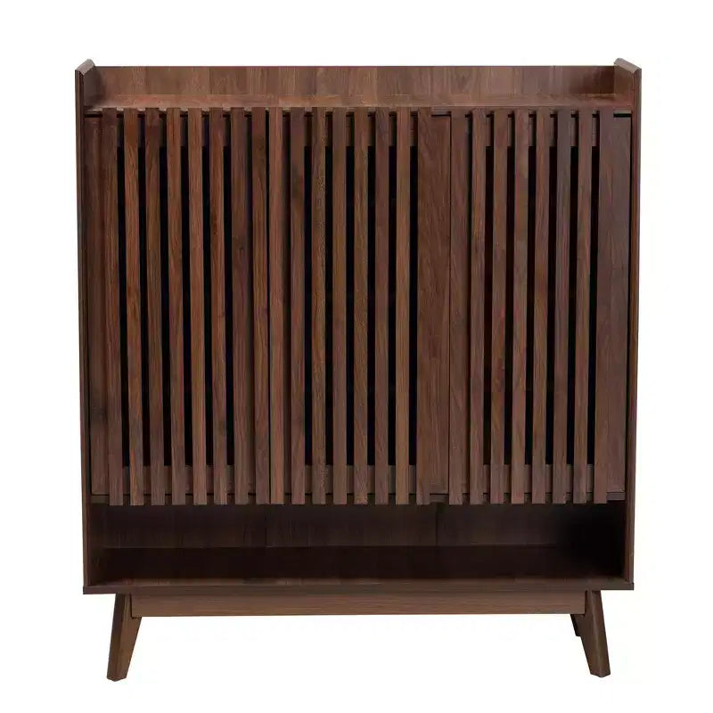 Baxton Studio Delaire Mobile portascarpe in legno finitura noce stile Mid-Century Modern