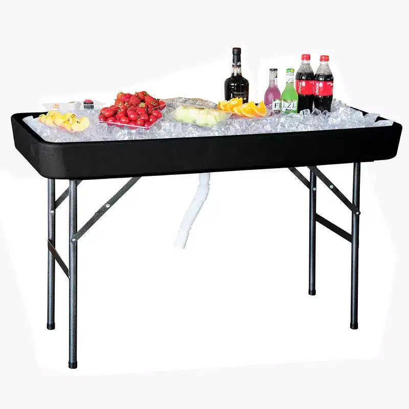 Tavolo Bar Pieghevole Portatile 4' con Gonnellino - Nero