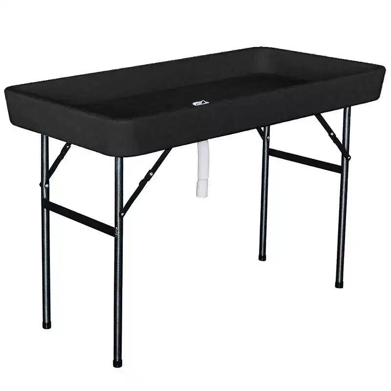 Tavolo Bar Pieghevole Portatile 4' con Gonnellino - Nero
