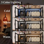 Vetrinetta Armadio Illuminata a LED con Ante in Vetro Nera