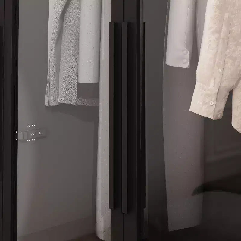 Vetrinetta Armadio Illuminata a LED con Ante in Vetro Nera