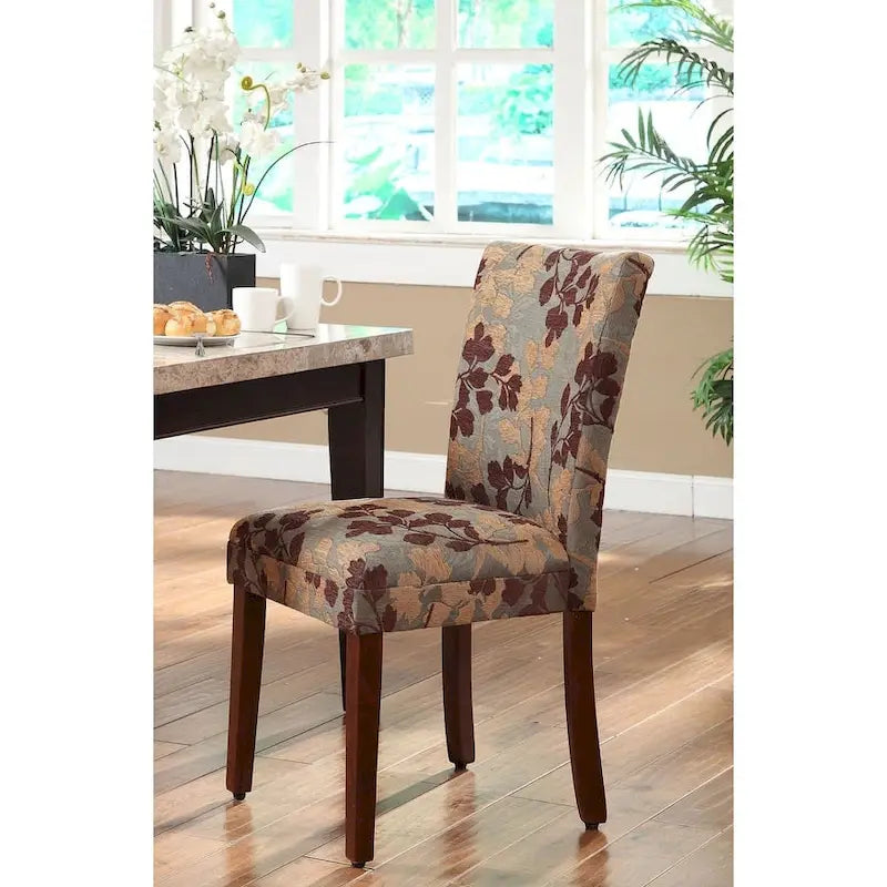 Classic Textured Sage Floral Chenille Dining Chair