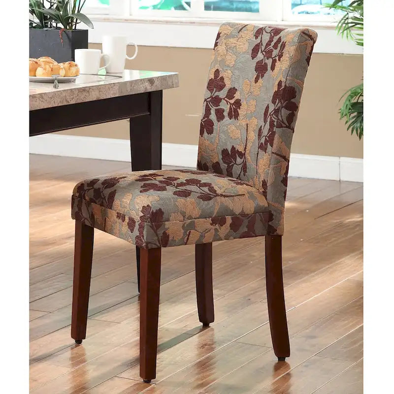 Classic Textured Sage Floral Chenille Dining Chair