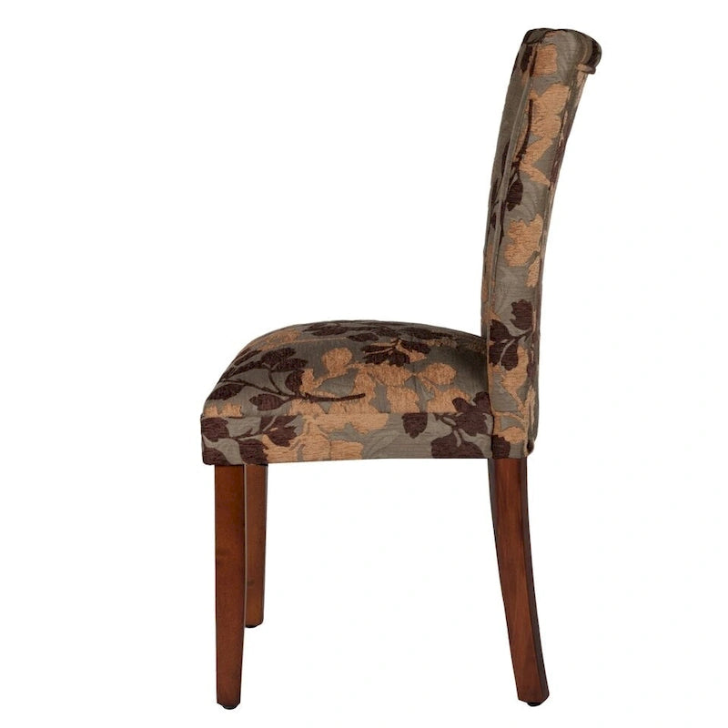 Classic Textured Sage Floral Chenille Dining Chair