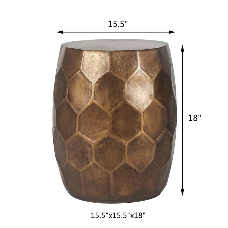 Table d'appoint, table basse ou tabouret d'extérieur rond en cuivre pour patio en béton