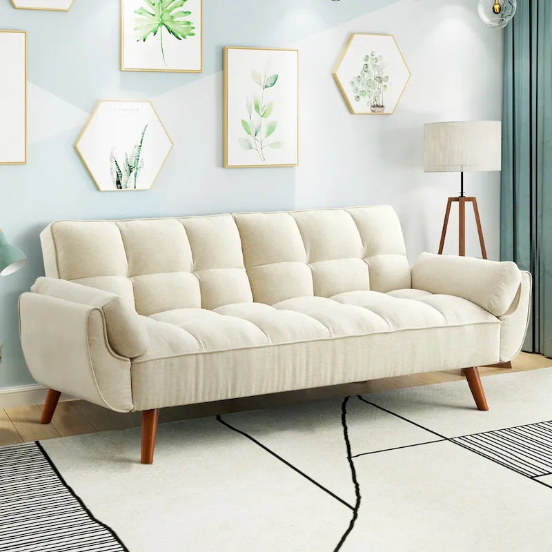 75.39 Divano Letto Futon, Divano Futon Pieghevole Convertibile Reclinabile Per Soggiorno Con 2 Cuscini/Braccioli
