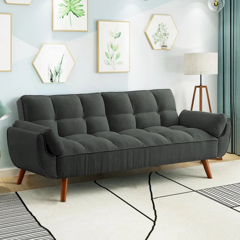 75.39 Divano Letto Futon, Divano Futon Pieghevole Convertibile Reclinabile Per Soggiorno Con 2 Cuscini/Braccioli